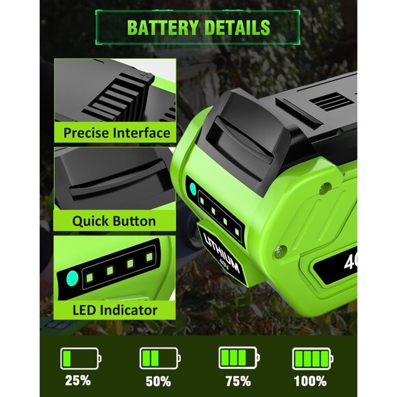 2Pack 6.0Ah Lithium ion Battery Replacement for Greenworks 40V Battery 29472 294 - Picture 5 of 7